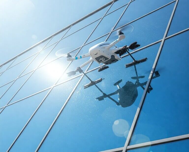 Drone ile dış cephe cam temizliği çalışmaları