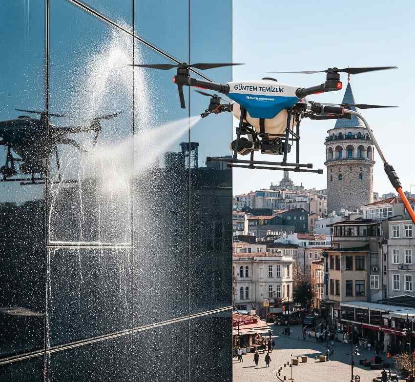 Drone ile Şişli Halaskargazi dış cephe temizliği hizmetleri