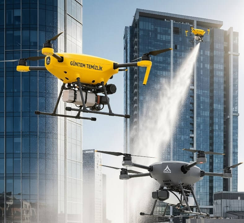 Drone ile Şişli Harbiye dış cephe temizliği hizmetleri