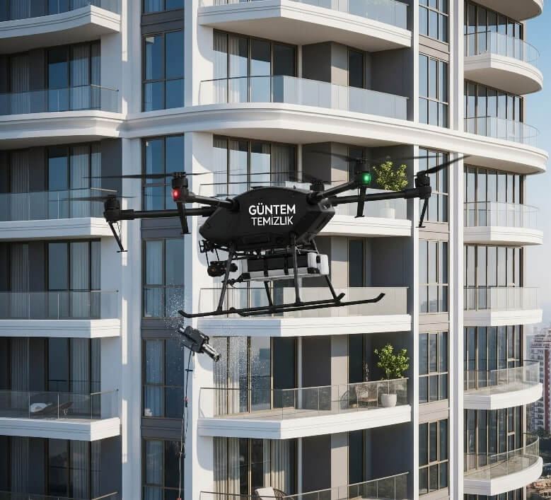 Dronla dış cephe temizliği: Güntem Temizlik