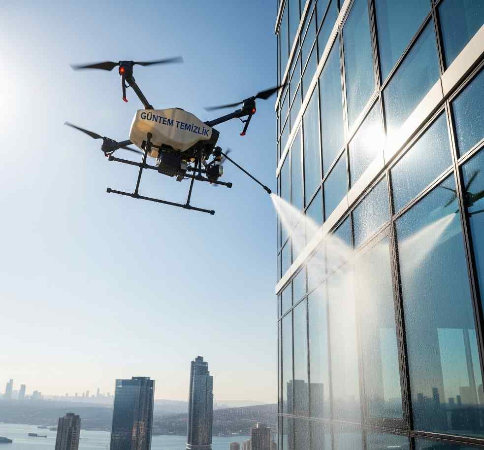 Drone ile Bayrampaşa dış cephe cam temizliği hizmetleri