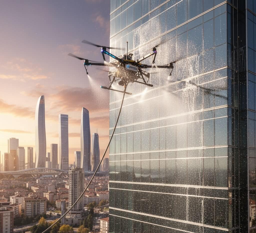Drone ile Kağıthane dış cephe ve cam temizliği hizmetleri