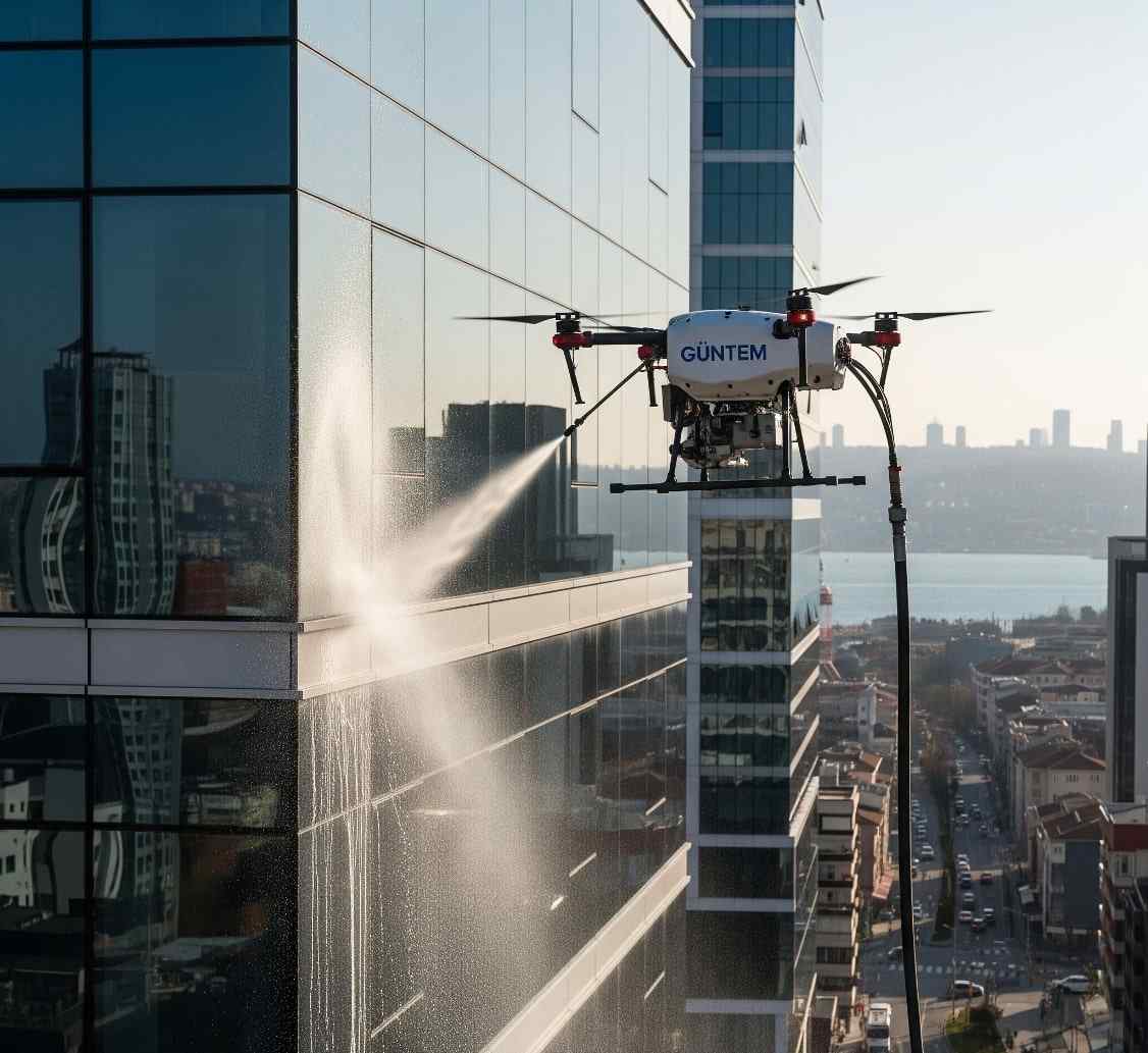 Drone ile Ümraniye dış cephe temizliği hizmetleri - Güntem Temizlik