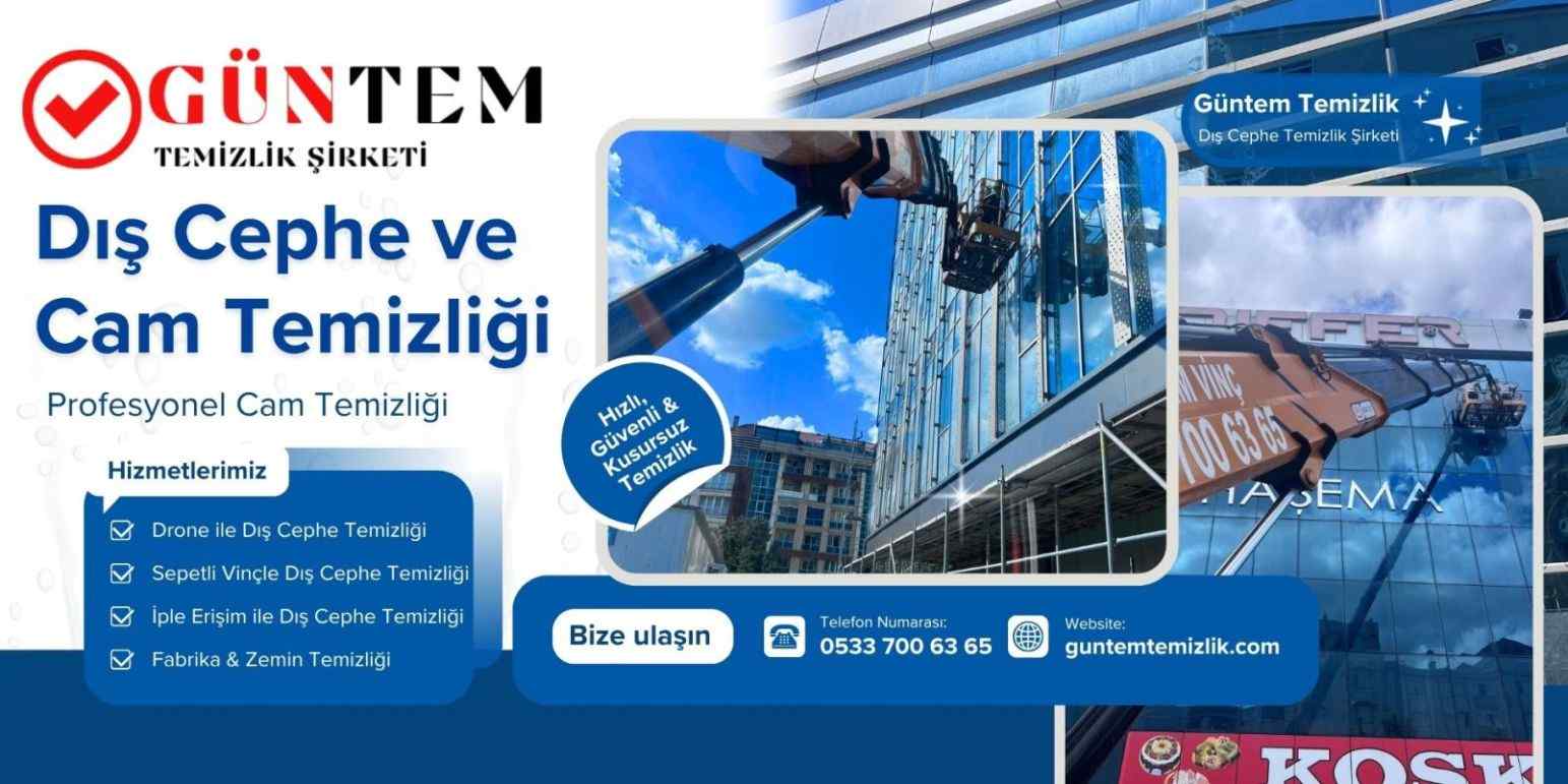 Sepetli vinçle dış cephe temizlik hizmetleri