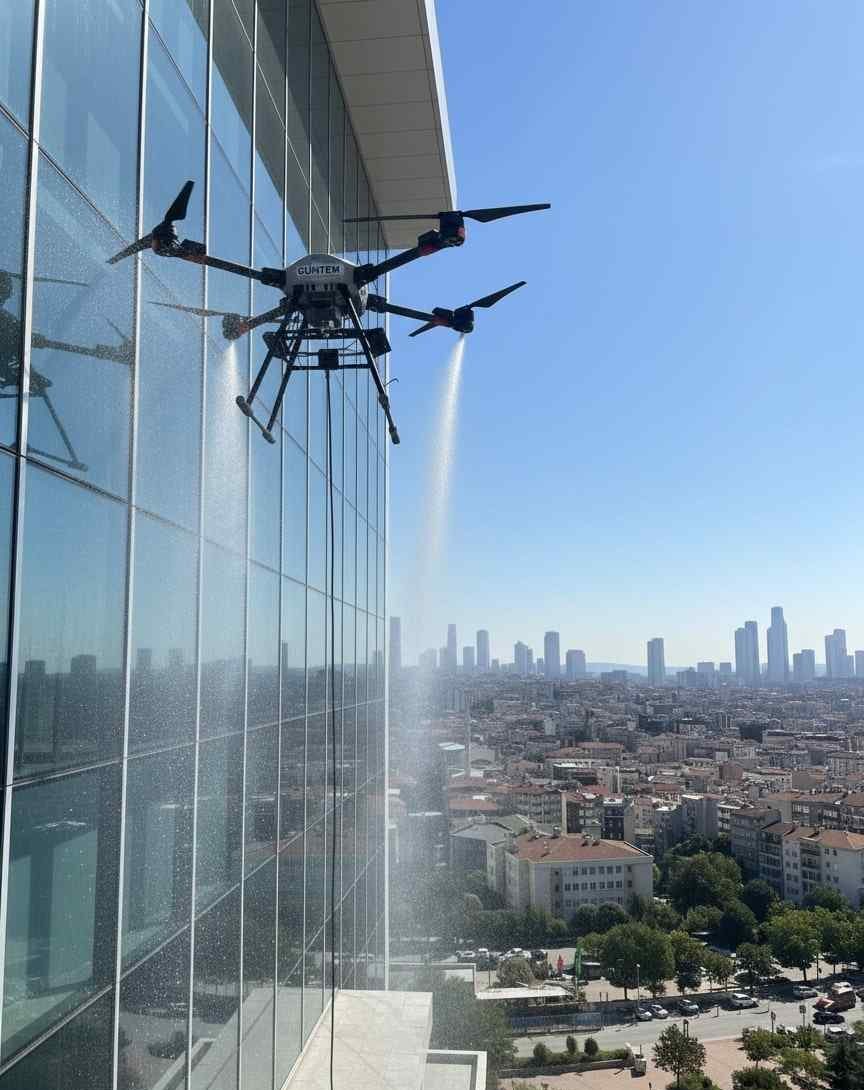 Drone ile Ataköy dış cephe temizliği: Güntem Temizlik