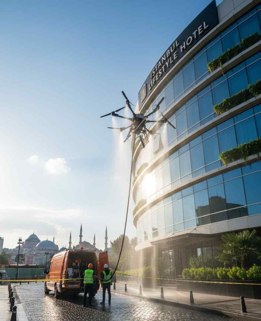 Drone ile Şirinevler dış cephe temizlik hizmetleri: Güntem Temizlik
