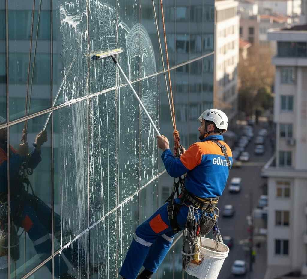 İple erişim tekniği ile Halkalı dış cephe cam temizliği hizmetleri: Güntem Temizlik
