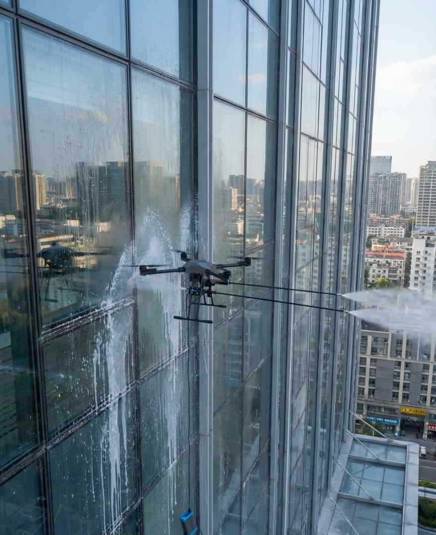 İstanbul'da drone ile yapılan bir cephe yıkama çalışması: Güntem Temizlik