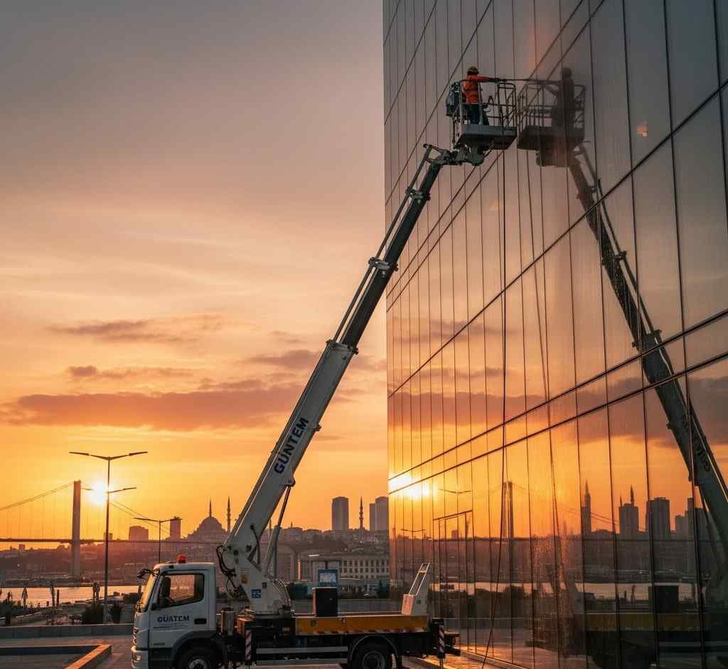 Sepetli platform ile Halkalı dış cephe temizliği hizmetleri: Güntem Temizlik