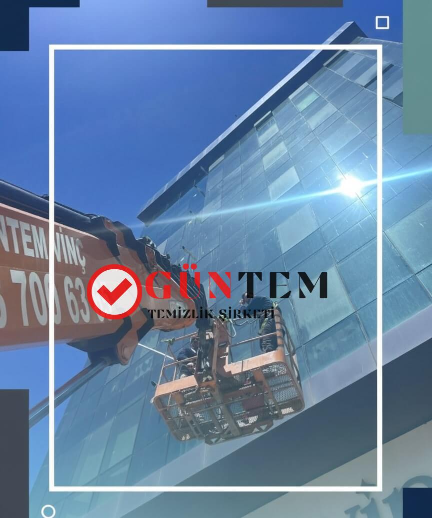 Sepetli vinçle profesyonel cephe temizliği hizmetleri: Güntem Temizlik Şirketi