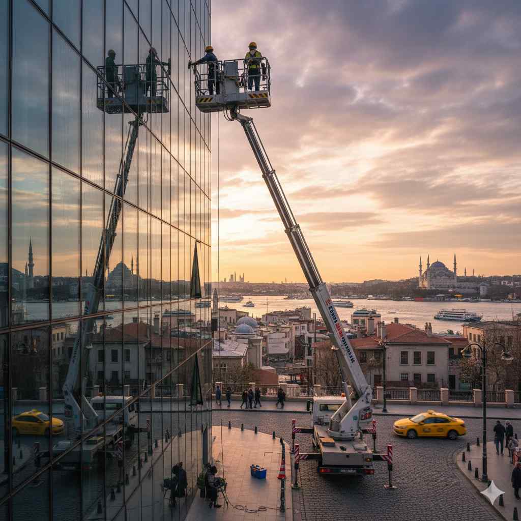 Sepetli vinçle Şirinevler dış cephe temizlik hizmetleri: Güntem