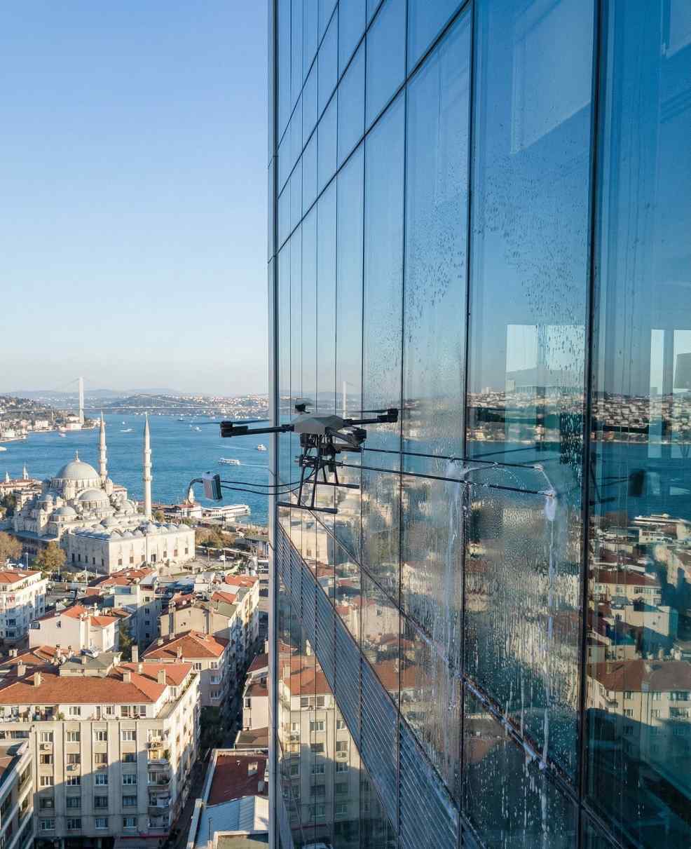 Drone ile Halıcıoğlu dış cephe cam temizliği hizmetleri: Güntem Temizlik
