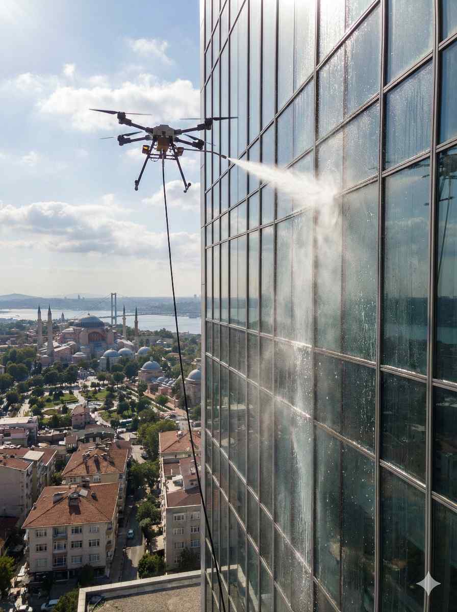 Drone ile Acıbadem dış cephe cam temizliği hizmetleri: Güntem Temizlik