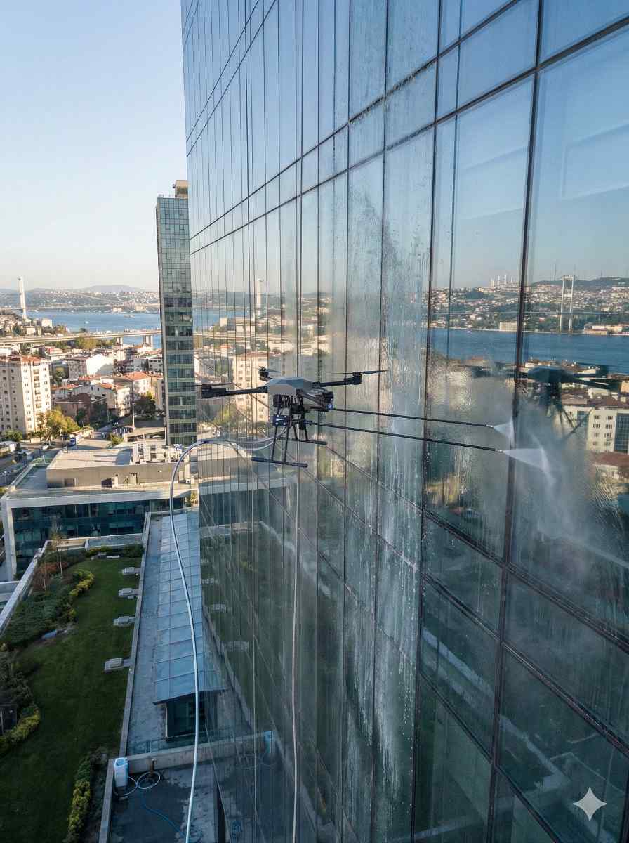Drone ile Ayazağa dış cephe cam temizliği hizmetleri: Güntem Temizlik Şirketi