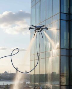 Drone ile bina dış cephe cam temizliği İstanbul Güntem Temizlik Şirketi