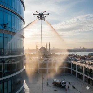 Drone ile 4. Levent dış cephe cam temizliği hizmetleri