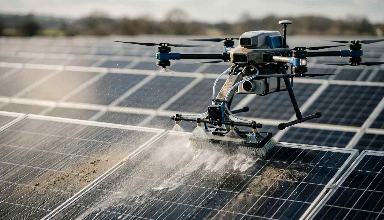 Drone ile hızlı ve ekonomik güneş paneli temizleme uygulamaları