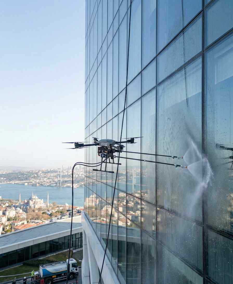 Temizlik drone ile modern dış cephe temizlik hizmetleri