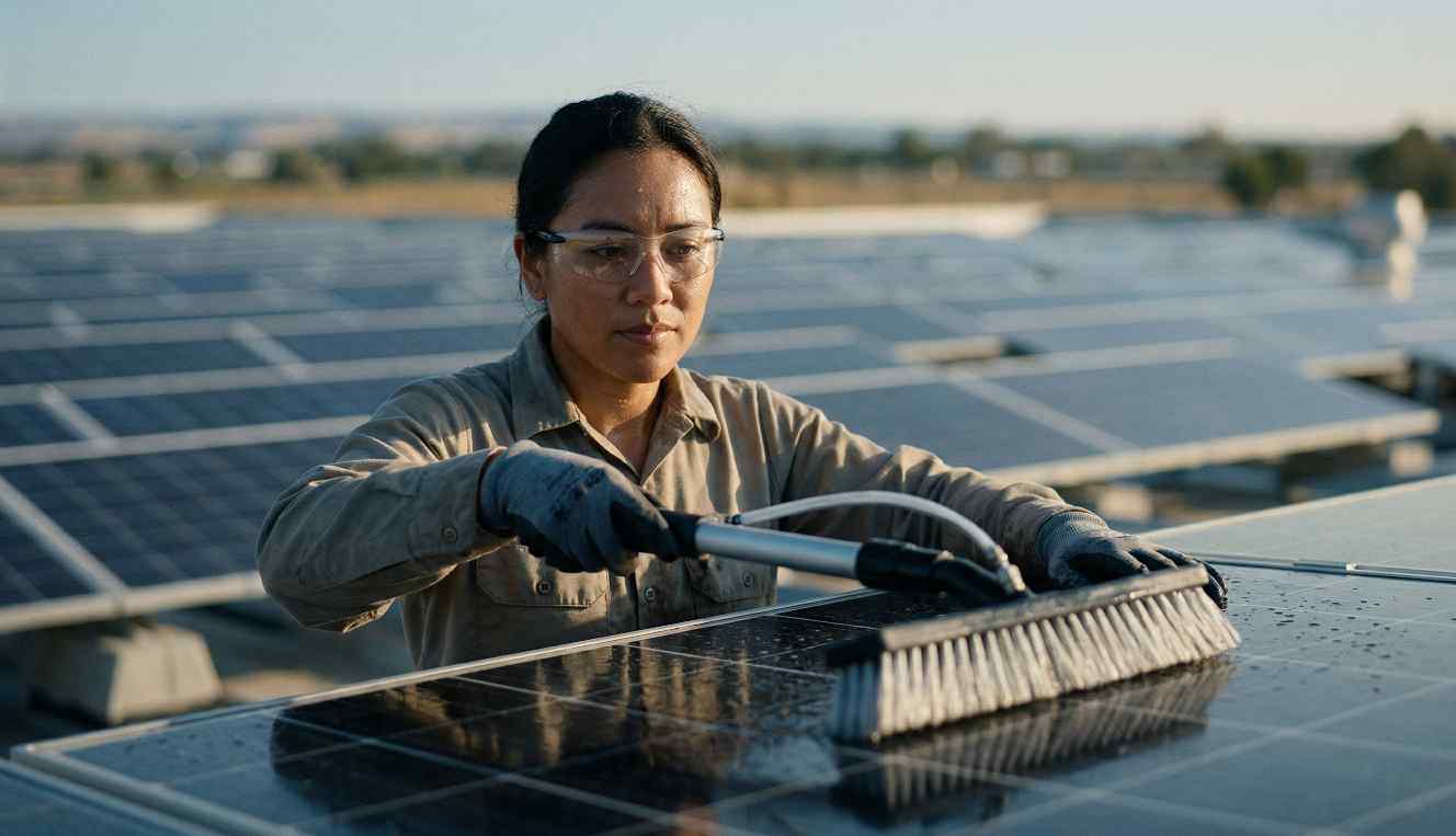 Profesyonel güneş paneli bakımı çalışmaları