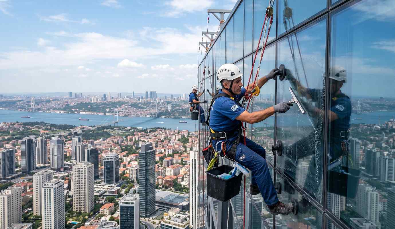 İp erişimi ile Yenibosna dış cephe cam temizliği hizmetleri