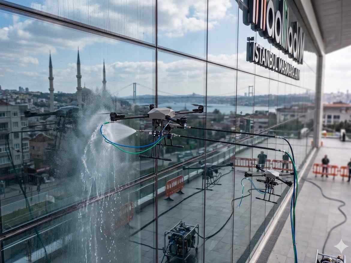 Maslak drone ile cam temizliği hizmetleri