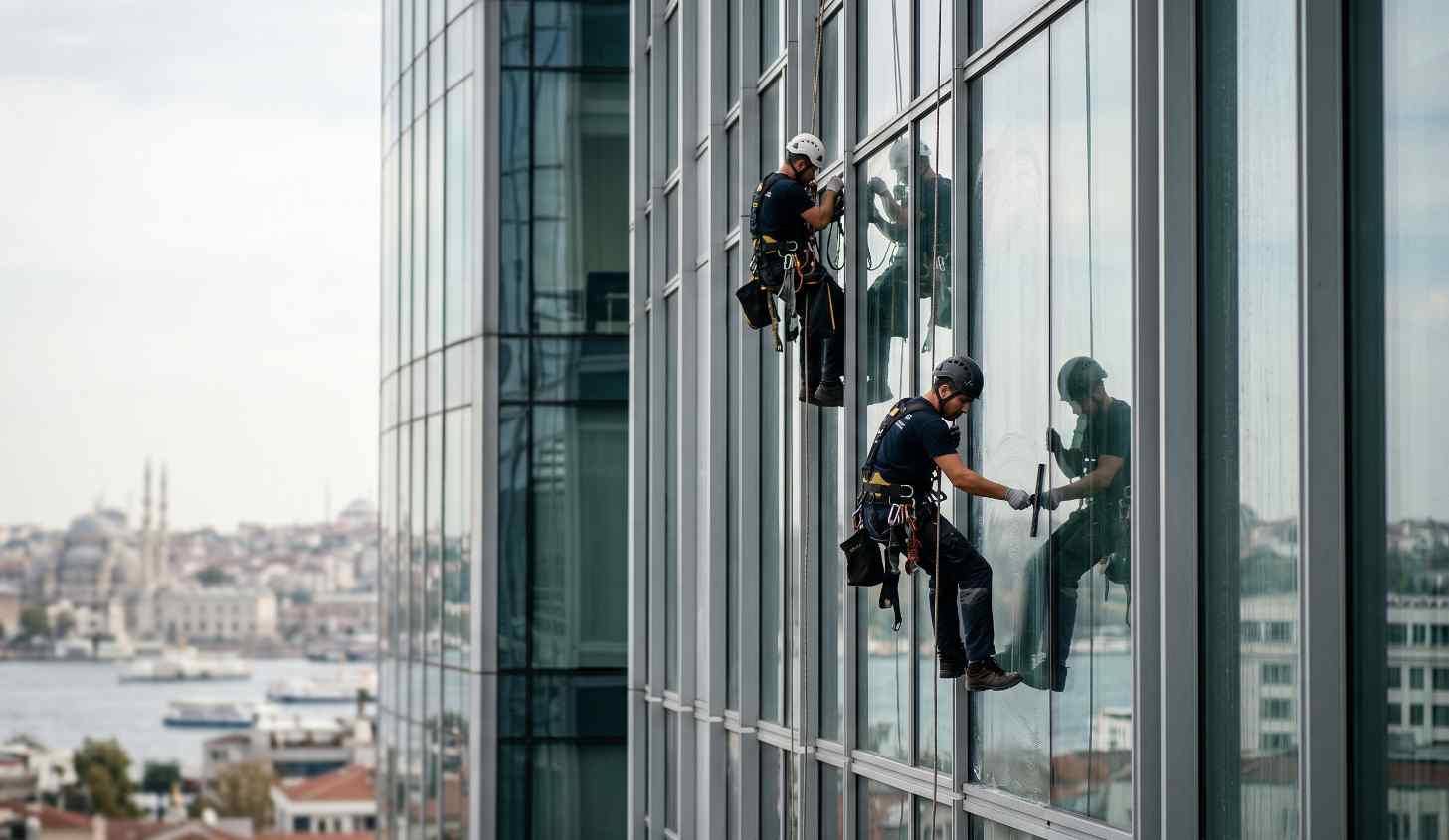 Cam cephe temizliği çalışmaları