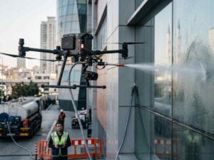 Drone ile dış cephe temizleme çalışması
