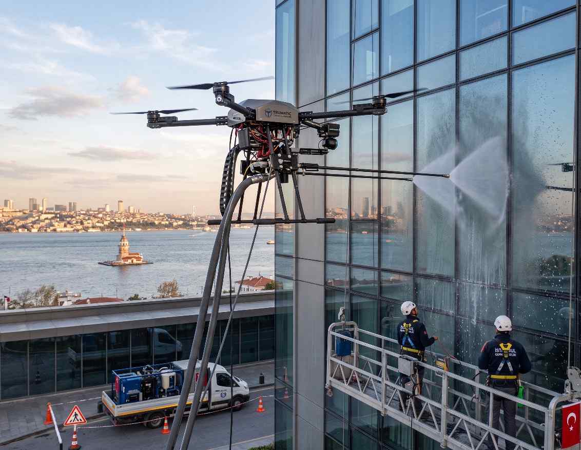 Drone ile Yenisahra dış cephe yıkama hizmeti