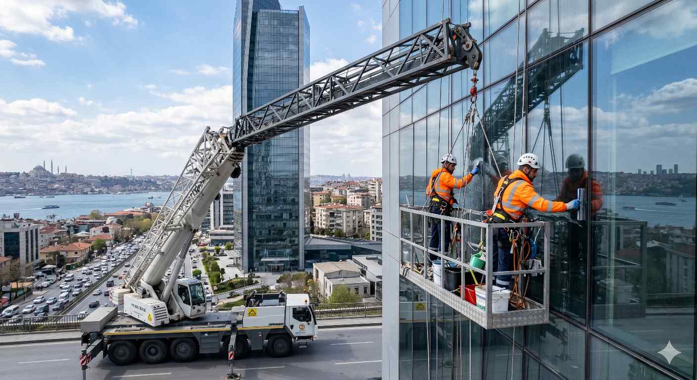 Sepetli vinçle Aksaray dış cephe temizliği hizmetleri