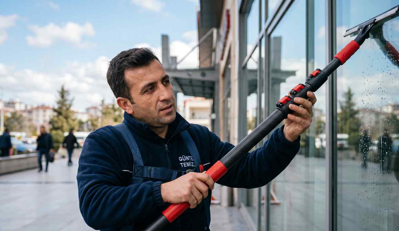 Profesyonel plaza cam temizliği