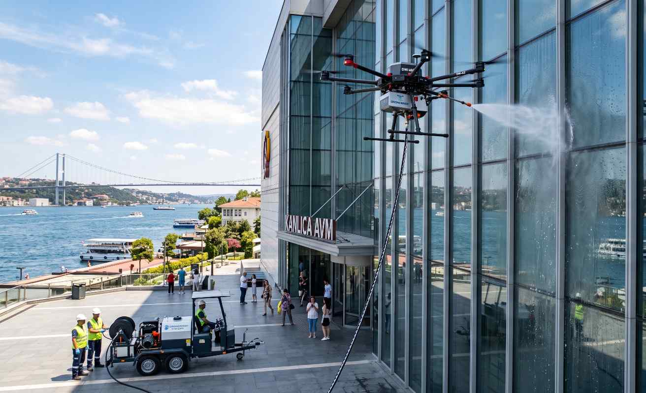 Drone ile Kanlıca dış cephe cam temizliği hizmetleri
