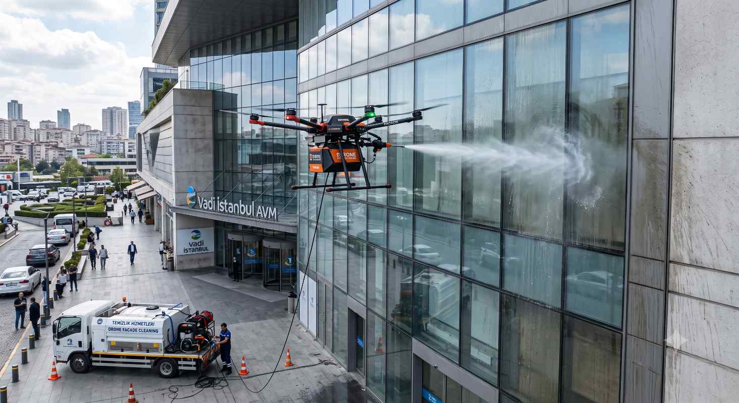Güvenli drone ile dış cephe temizliği